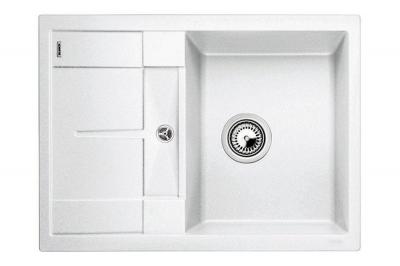 Гранитная мойка Blanсo METRA 45S Compact SILGRANIT PuraDur белый, с клапаном-автоматом