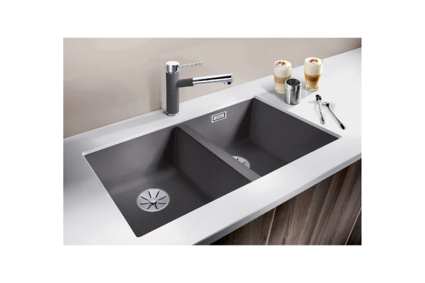 Гранитная мойка Blanсo SUBLINE 350/350-U SILGRANIT PuraDur кофе с отв.арм. InFino