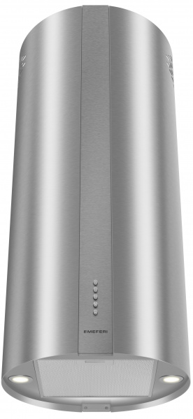 Вытяжка кухонная цилиндрическая островная MEFERI TUBE40IX ISLA POWER, 40 см, серая, производительность 850 м3/ч, 3 скорости, низкий уровень шума, режимы отвод и рециркуляция, гарантия 3 года