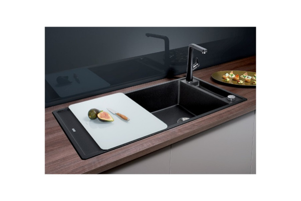 Гранитная мойка Blanсo AXIA III XL 6 S SILGRANIT PuraDur темная скала, доска стекло c кл.-авт. InFino