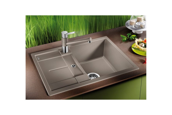 Гранитная мойка Blanсo METRA 45S Compact SILGRANIT PuraDur белый, с клапаном-автоматом