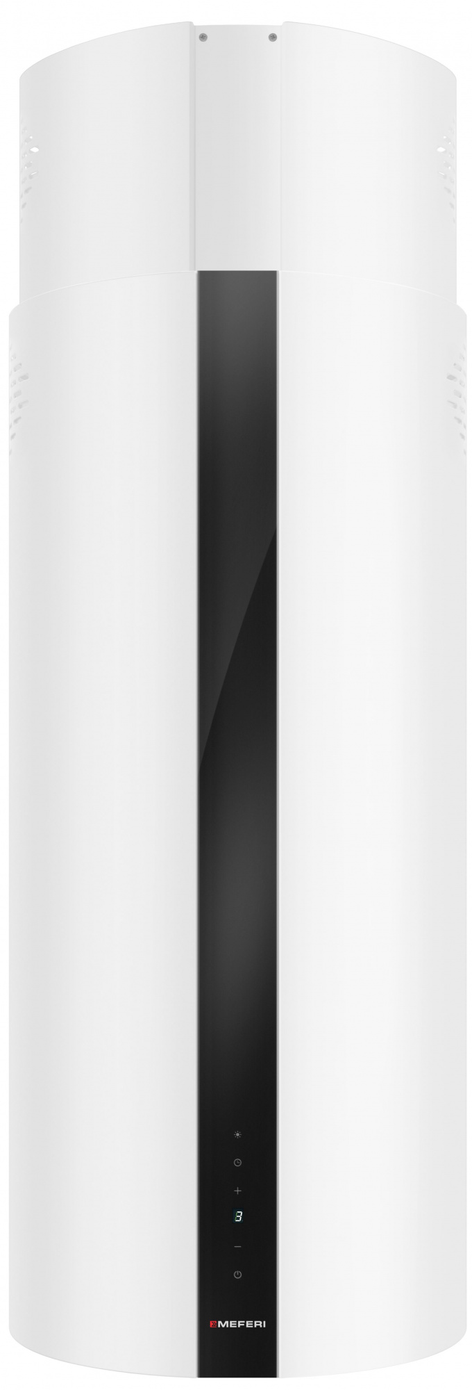 Вытяжка кухонная цилиндрическая островная MEFERI TUBE40WH ISLA COMFORT PLUS, 40 см, белая, производительность 1200 м3/ч, 5 скоростей, режимы отвод и рециркуляция, сенсорное управление, гарантия 3 года