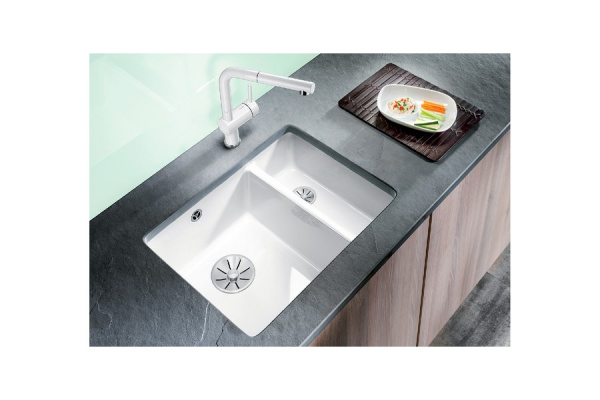 Гранитная мойка Blanсo SUBLINE 350/150-U керамика PuraPlus глянцевый магнолия  с отв.арм. InFino