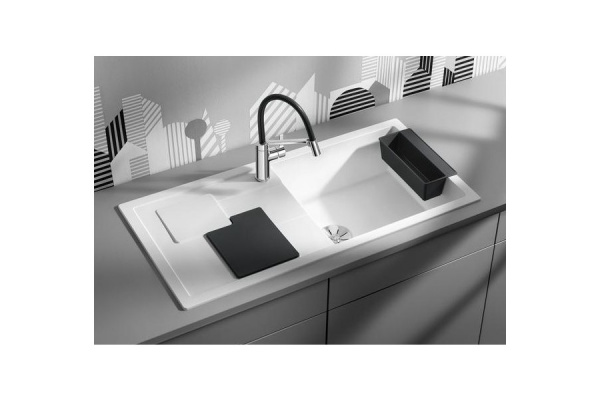 Гранитная мойка Blanсo SITY XL 6 S SILGRANIT PuraDur белый аксессуары лава