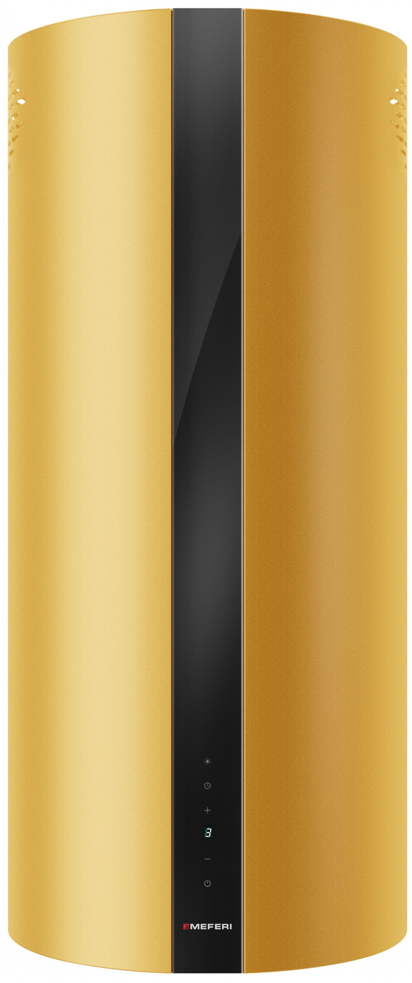 Вытяжка кухонная цилиндрическая островная MEFERI TUBE40GOLD ISLA COMFORT PLUS, 40 см, золотая, производительность 1200 м3/ч, 5 скоростей, режимы отвод и рециркуляция, сенсорное управление, гарантия 3 года