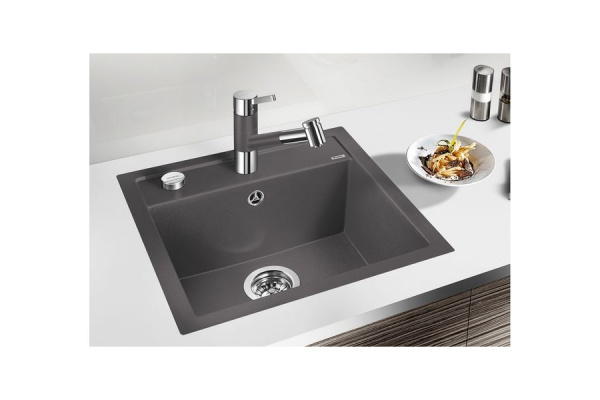 Гранитная мойка Blanсo DALAGO 5-F SILGRANIT черный с клапаном-автоматом