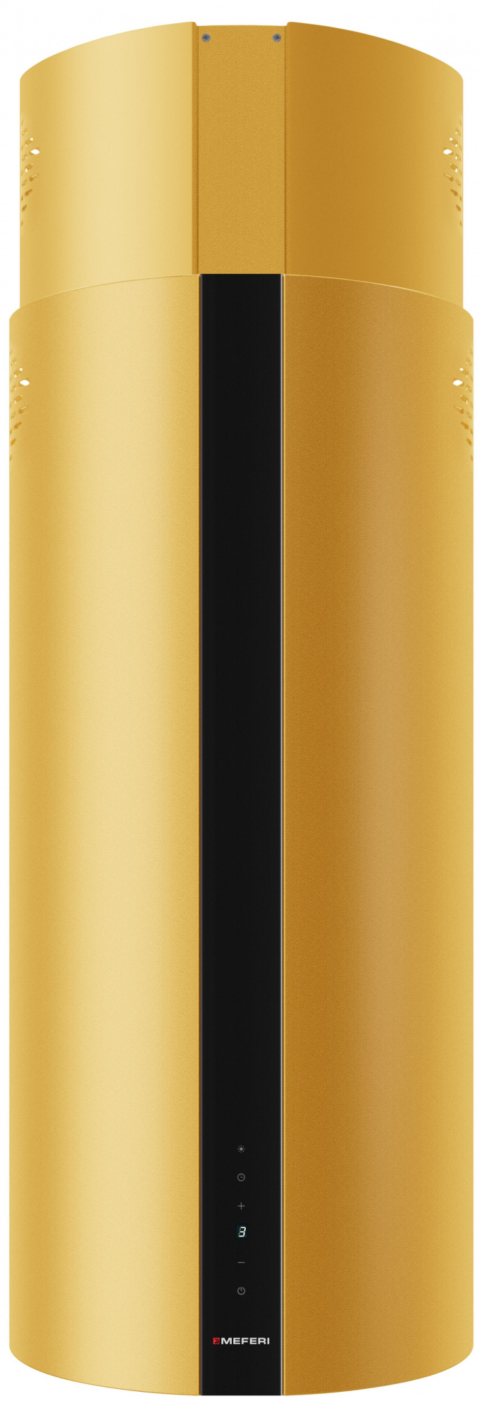 Вытяжка кухонная цилиндрическая островная MEFERI TUBE40GOLD ISLA COMFORT PLUS, 40 см, золотая, производительность 1200 м3/ч, 5 скоростей, режимы отвод и рециркуляция, сенсорное управление, гарантия 3 года