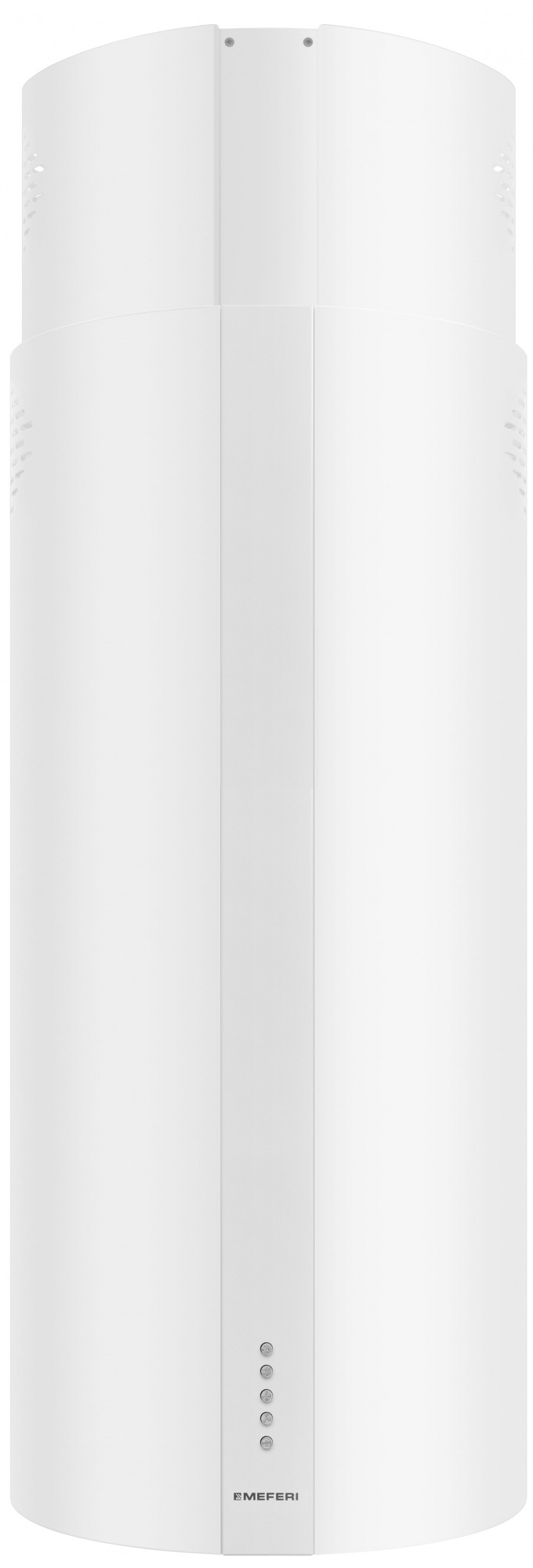 Вытяжка кухонная цилиндрическая островная MEFERI TUBE40WH ISLA POWER, 40 см, белая, производительность 850 м3/ч, 3 скорости, низкий уровень шума, режимы отвод и рециркуляция, гарантия 3 года