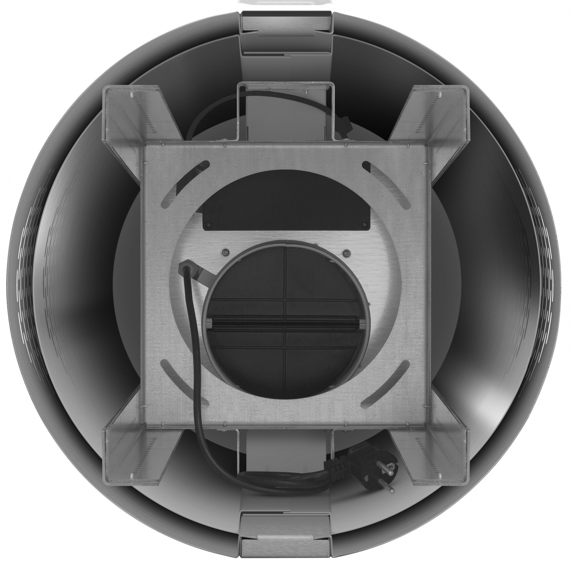 Вытяжка кухонная цилиндрическая островная MEFERI TUBE40IX ISLA COMFORT PLUS, 40 см, серая, производительность 1200 м3/ч, 5 скоростей, режимы отвод и рециркуляция, сенсорное управление, гарантия 3 года