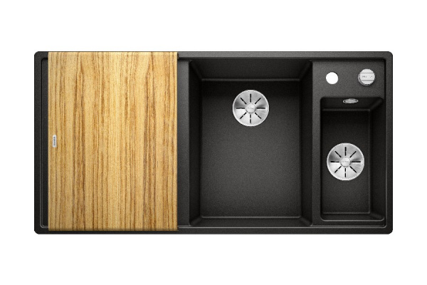 Гранитная мойка Blanсo AXIA III 6 S-F SILGRANIT PuraDur белый чаша справа, доска ясень c кл.-авт. InFino