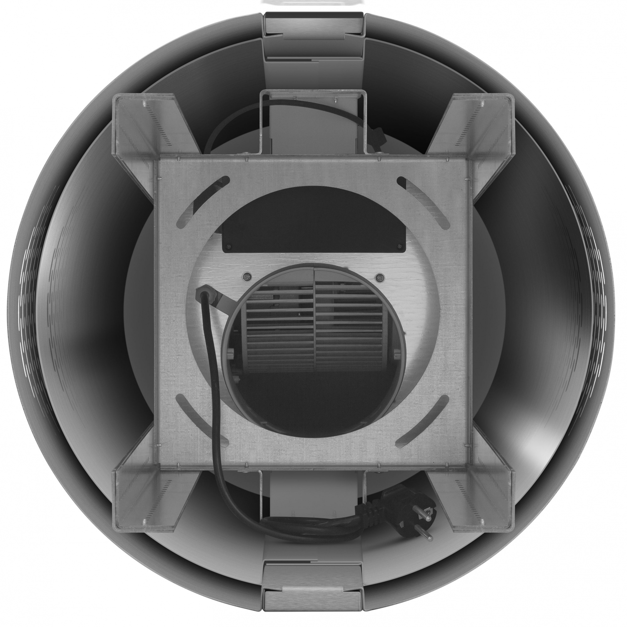 Вытяжка кухонная цилиндрическая островная MEFERI TUBE40IX ISLA COMFORT PLUS, 40 см, серая, производительность 1200 м3/ч, 5 скоростей, режимы отвод и рециркуляция, сенсорное управление, гарантия 3 года
