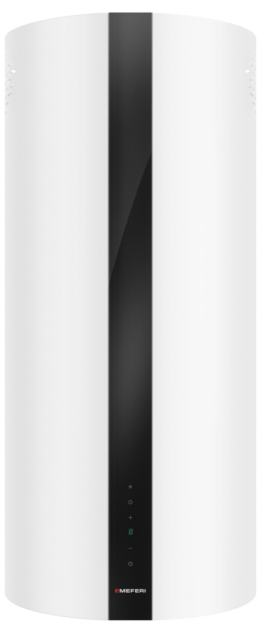 Вытяжка кухонная цилиндрическая островная MEFERI TUBE40WH ISLA COMFORT PLUS, 40 см, белая, производительность 1200 м3/ч, 5 скоростей, режимы отвод и рециркуляция, сенсорное управление, гарантия 3 года