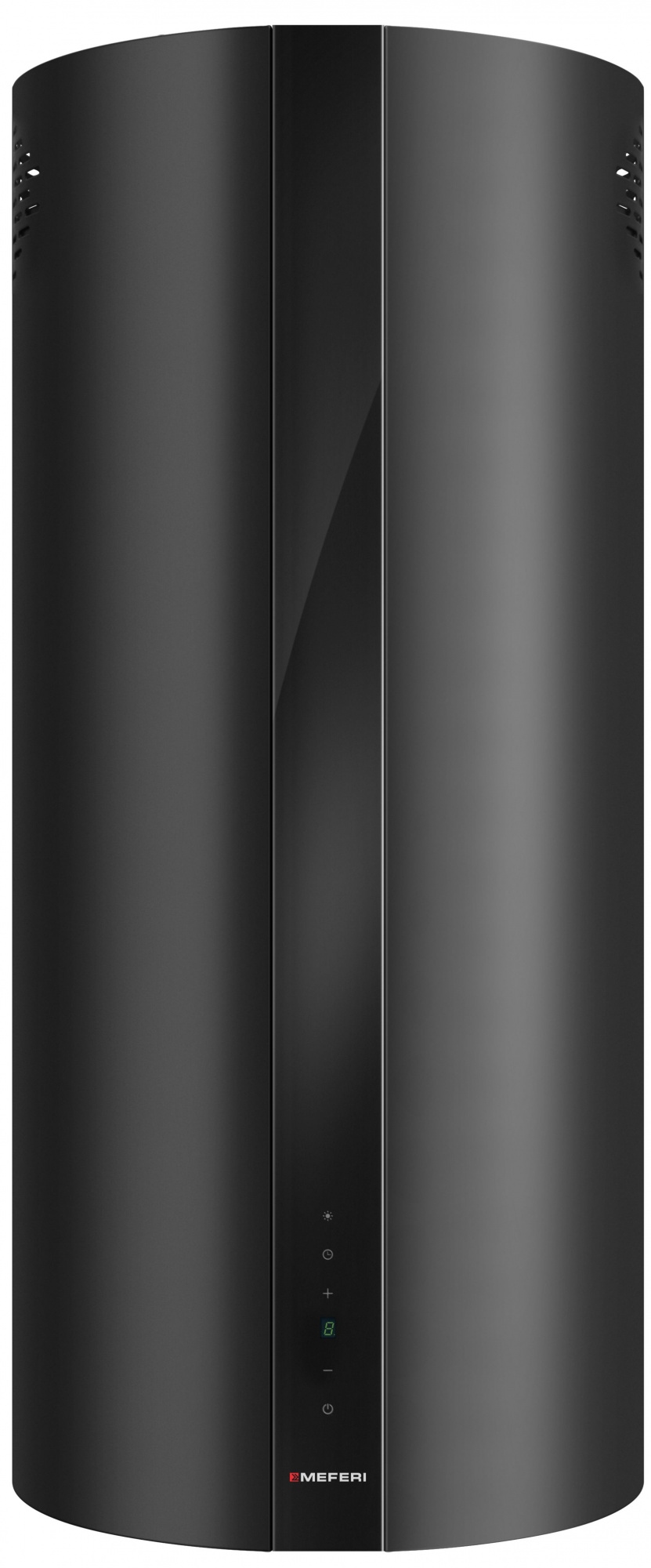 Вытяжка кухонная цилиндрическая островная MEFERI TUBE40BK ISLA COMFORT PLUS, 40 см, черная, производительность 1200 м3/ч, 5 скоростей, режимы отвод и рециркуляция, сенсорное управление, гарантия 3 года
