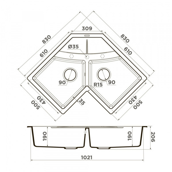 Гранитная мойка Omoikiri Sumi 83C-PL Tetogranit/платина