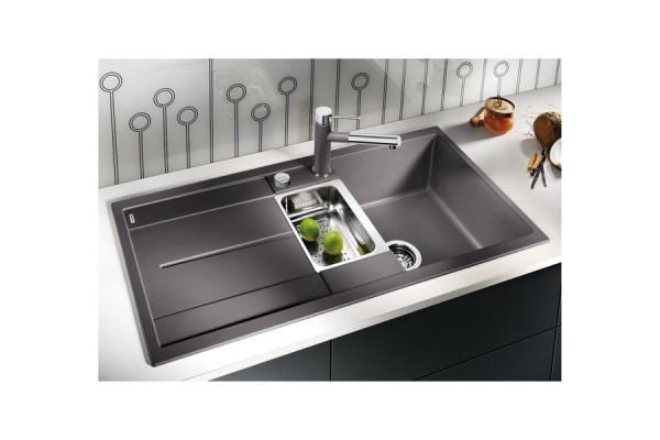 Гранитная мойка Blanсo METRA 6S SILGRANIT PuraDur кофе с клапаном-автоматом