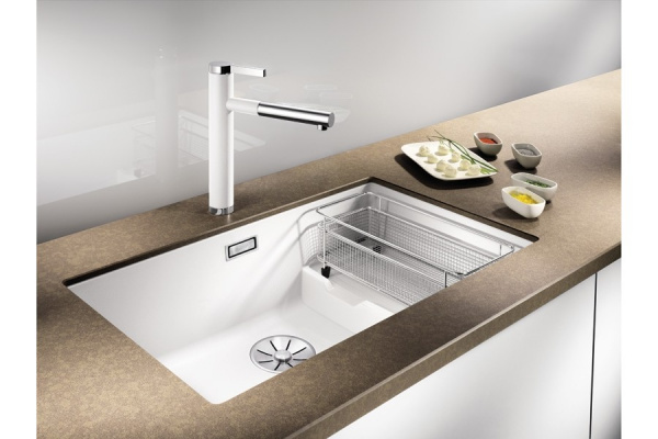Гранитная мойка Blanсo SUBLINE 700-U Level SILGRANIT PuraDur серый беж с отв.арм. InFino