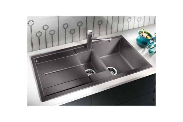 Гранитная мойка Blanсo METRA 6S SILGRANIT PuraDur антрацит с клапаном-автоматом