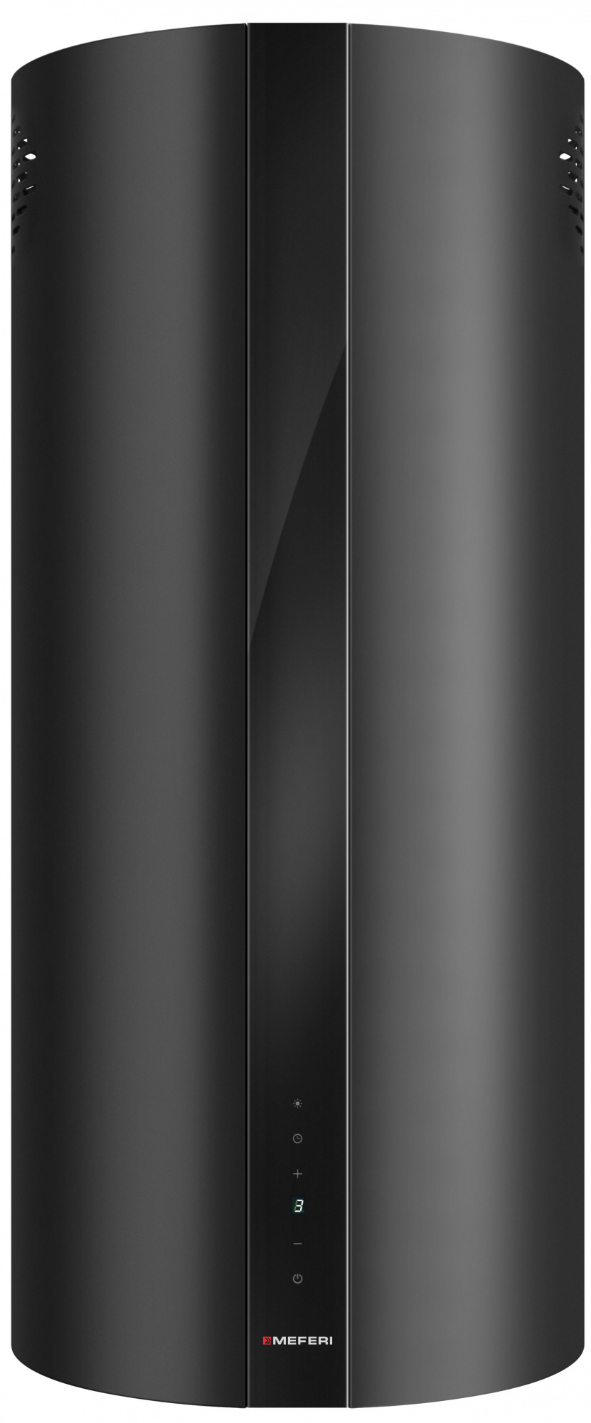 Вытяжка кухонная цилиндрическая островная MEFERI TUBE40BK ISLA COMFORT PLUS, 40 см, черная, производительность 1200 м3/ч, 5 скоростей, режимы отвод и рециркуляция, сенсорное управление, гарантия 3 года